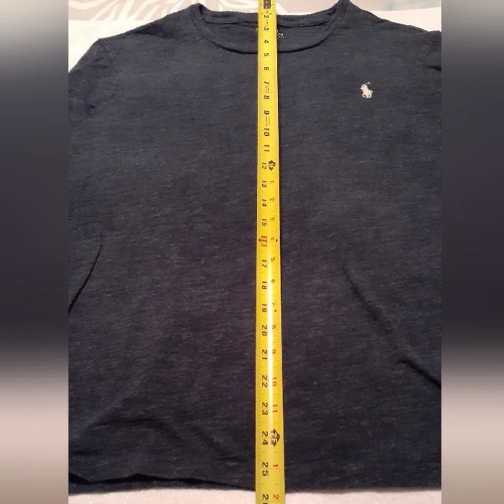 Polo Ralph Lauren men's L grey white pony logo long sleeve slim fit shirt